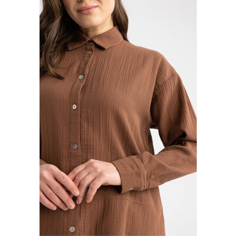 DEFACTO Regular Fit Muslin Long Sleeve Tunic