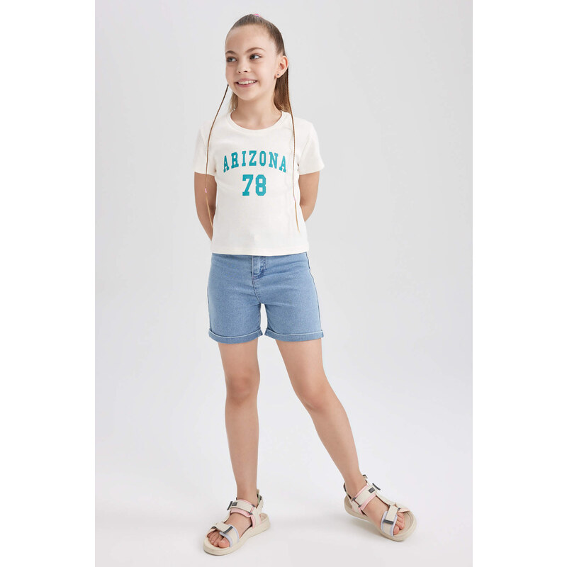 DEFACTO Girl Slim Fit Rib Short Sleeve T-Shirt