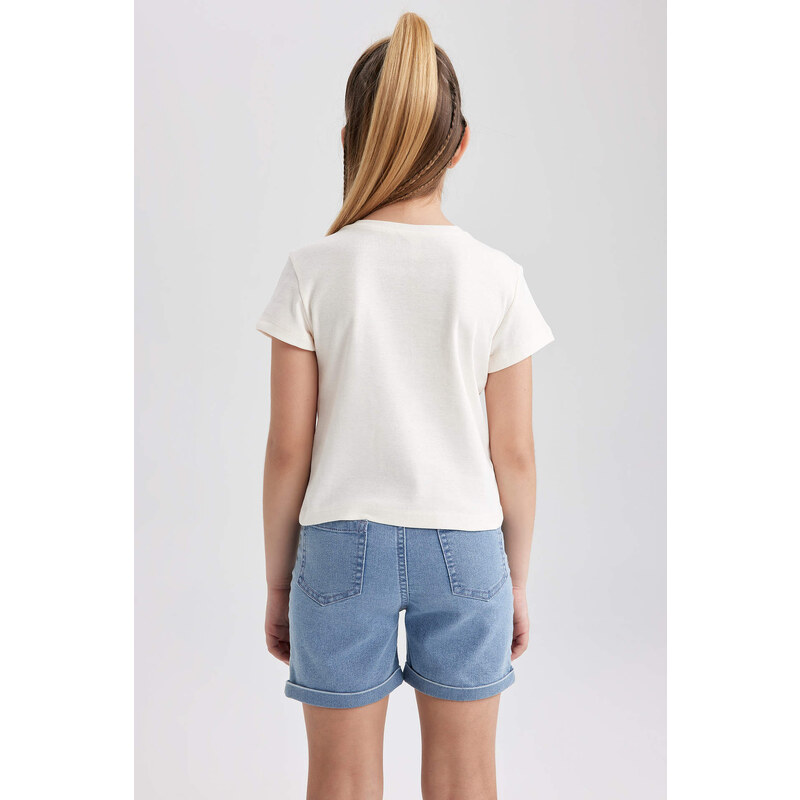 DEFACTO Girl Slim Fit Rib Short Sleeve T-Shirt