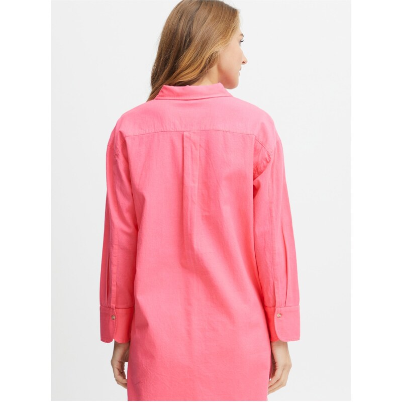 Růžová dámská košile s příměsí lnu Fransa - Dámské