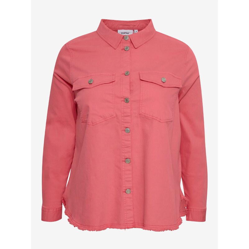 Růžová dámská džínová košilová bunda Fransa - Dámské