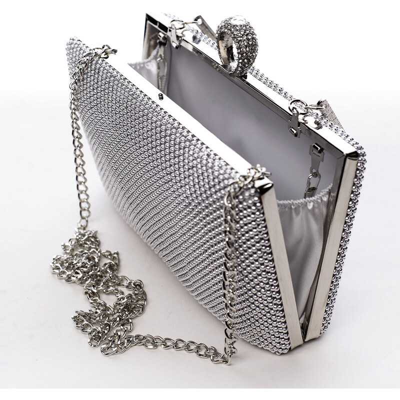 Dámská společenská kabelka Bessy, stříbrná