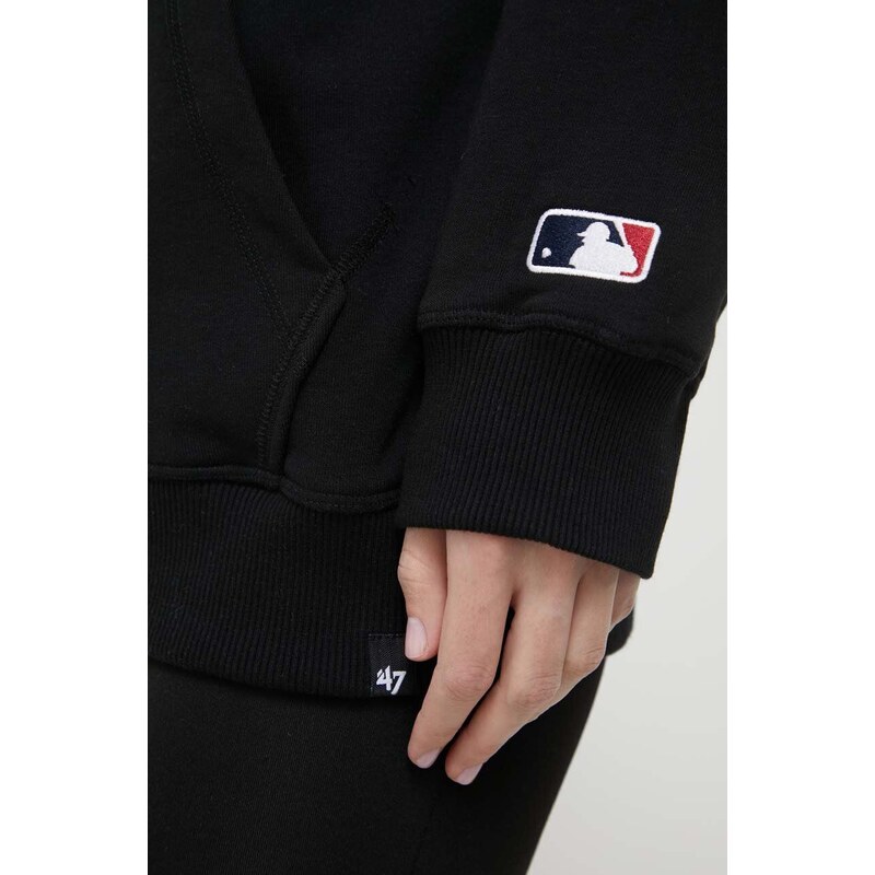 Mikina 47brand MLB New York Yankees černá barva, s kapucí, s aplikací