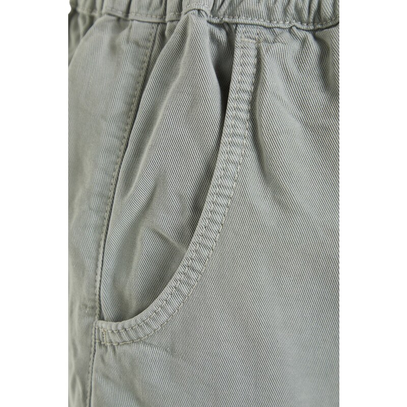 Trendyol Mint Tencel High Waist Denim Shorts With Elastic Waist