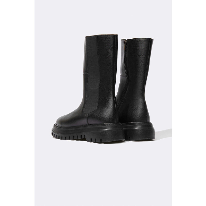 DEFACTO Faux Leather Thick Sole Boots