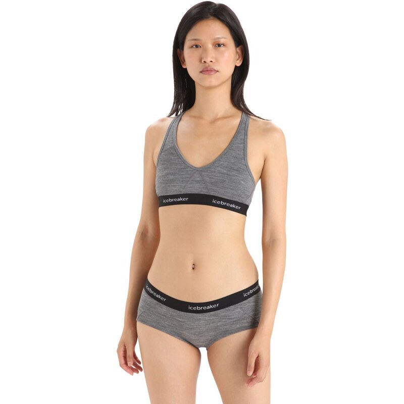 Dámská podprsenka ICEBREAKER Wmns Sprite Racerback Bra, Gritstone Heather velikost: L