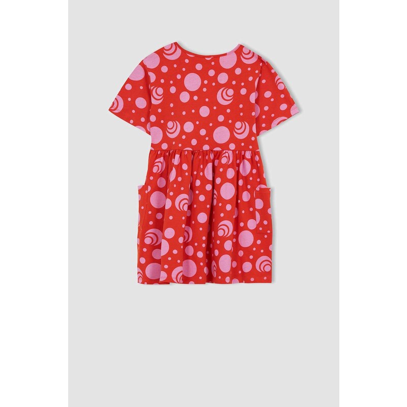 DEFACTO Girl Patterned Short Sleeve Combed Cotton Dress