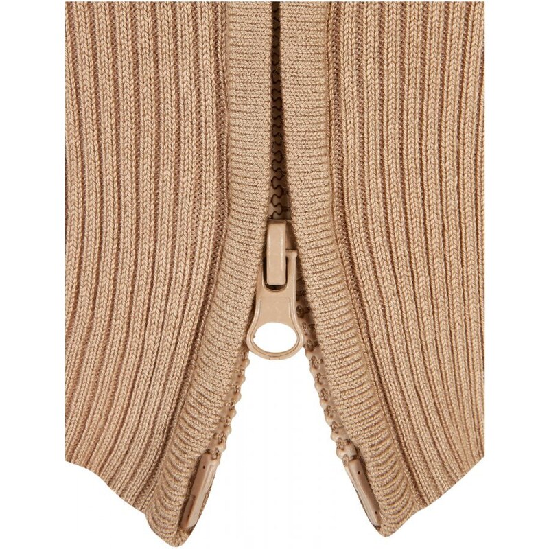 URBAN CLASSICS Ladies Cropped Rib Knit Zip Cardigan - unionbeige