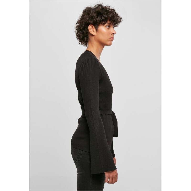 URBAN CLASSICS Ladies Rib Knit Wrapped Cardigan - black