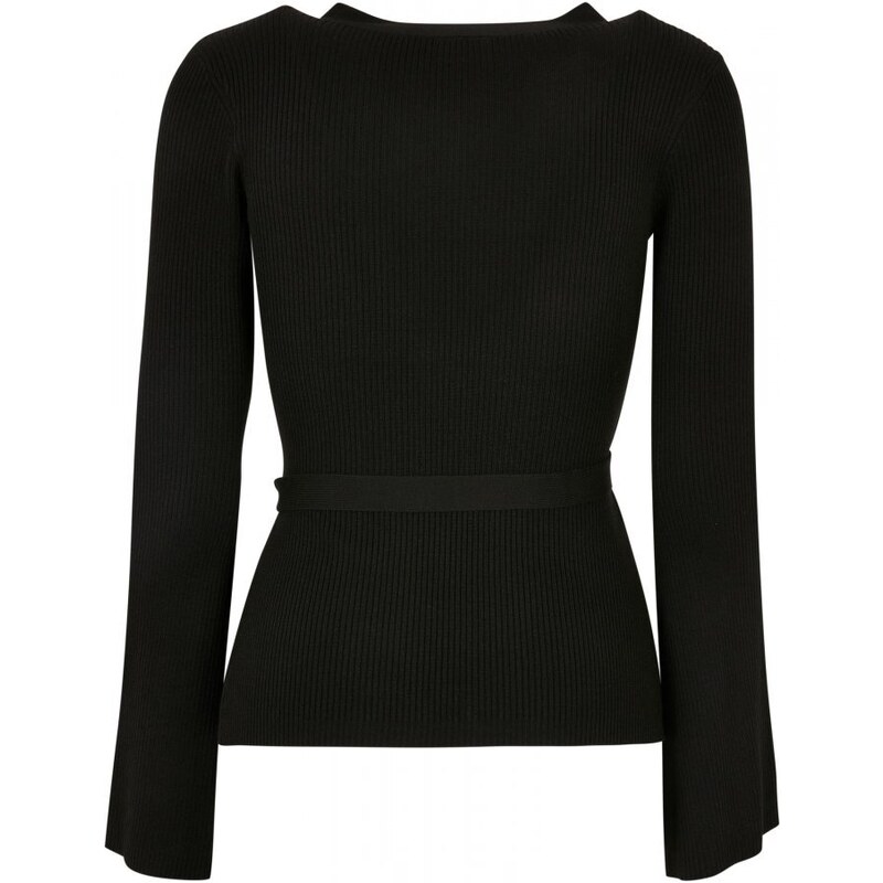 URBAN CLASSICS Ladies Rib Knit Wrapped Cardigan - black