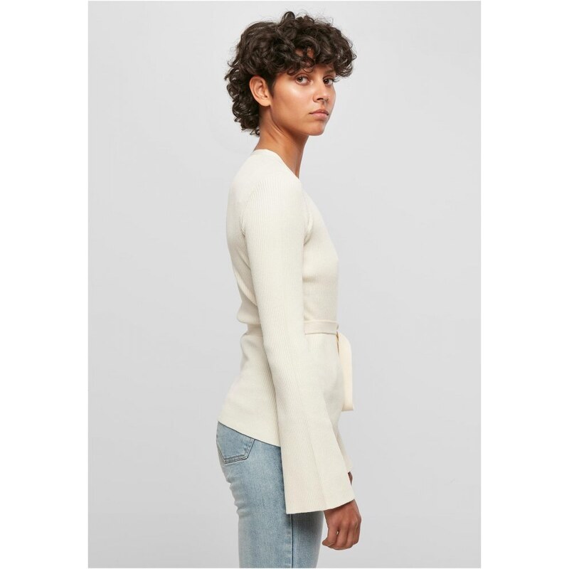 URBAN CLASSICS Ladies Rib Knit Wrapped Cardigan - whitesand