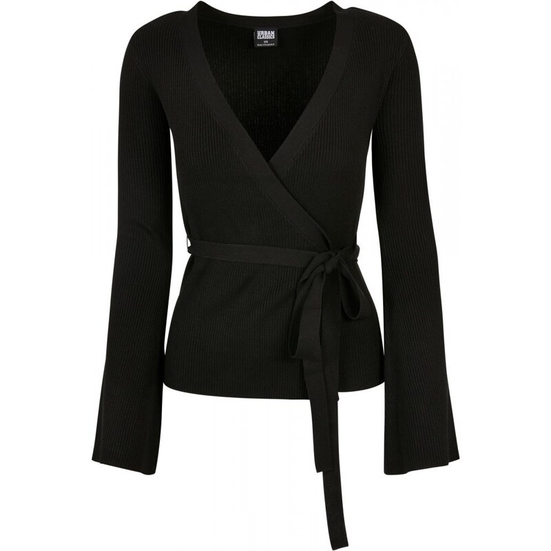 URBAN CLASSICS Ladies Rib Knit Wrapped Cardigan - black