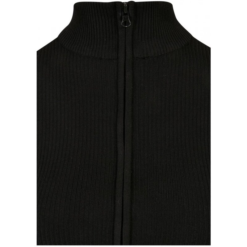 URBAN CLASSICS Ladies Cropped Rib Knit Zip Cardigan - black