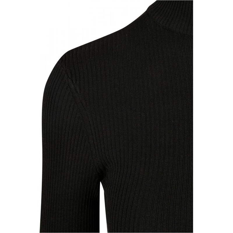 URBAN CLASSICS Ladies Cropped Rib Knit Zip Cardigan - black