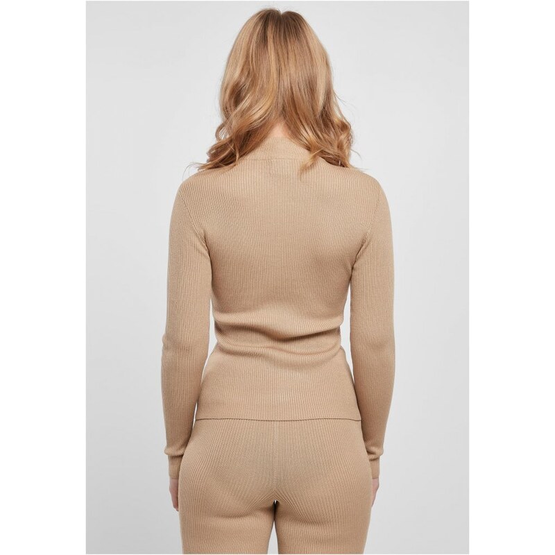 URBAN CLASSICS Ladies Rib Knit Turtelneck Sweater - unionbeige