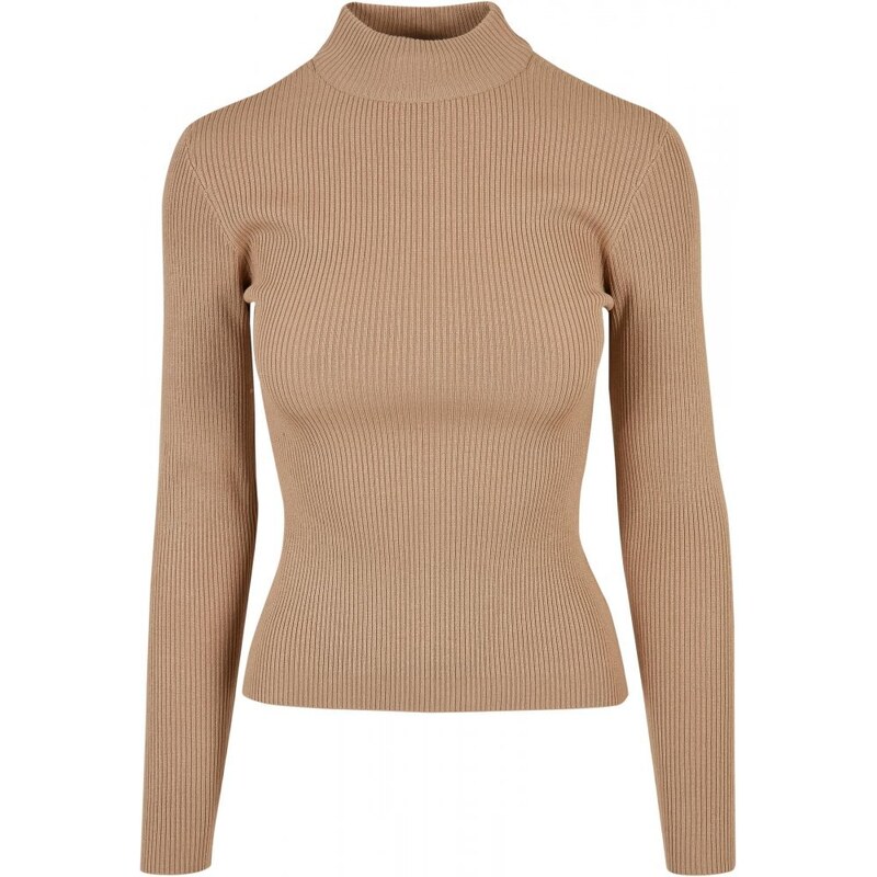 URBAN CLASSICS Ladies Rib Knit Turtelneck Sweater - unionbeige