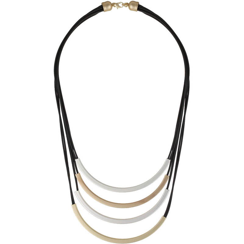 Topshop Cord And Metal Bar Multi-Row Necklace