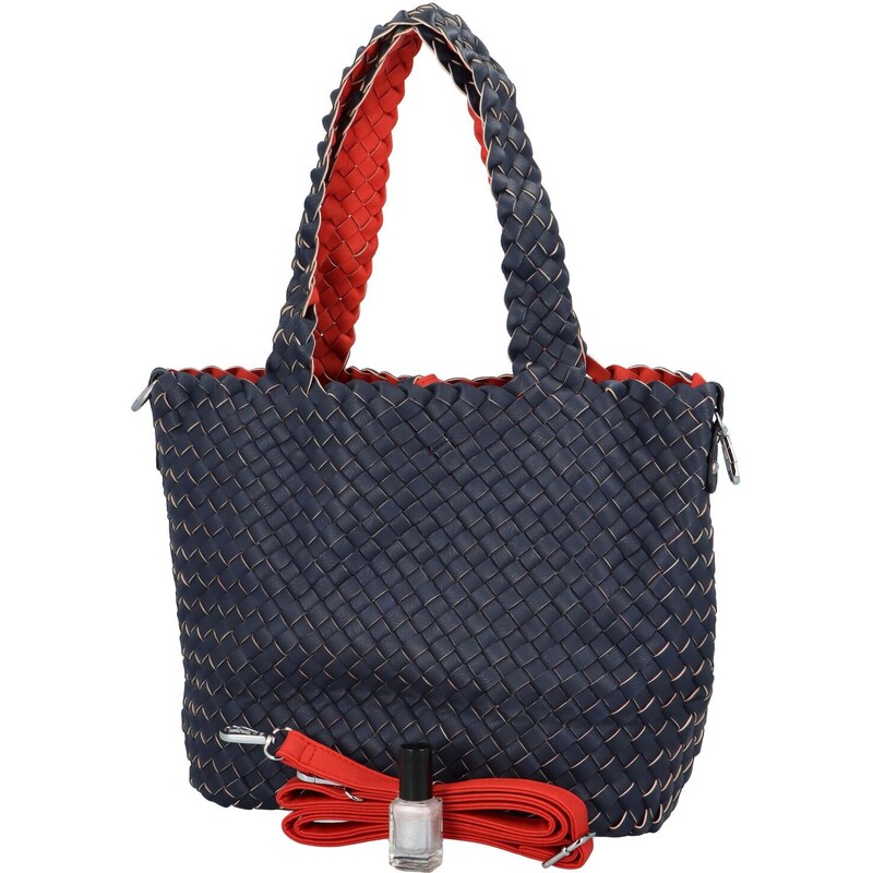 Paolo Bags Elegantní koženková kabelka 2v1 Dora, tmavě modrá - červená