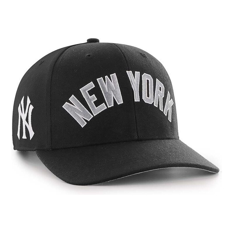 Čepice s vlněnou směsí 47brand MLB New York Yankees černá barva, s aplikací