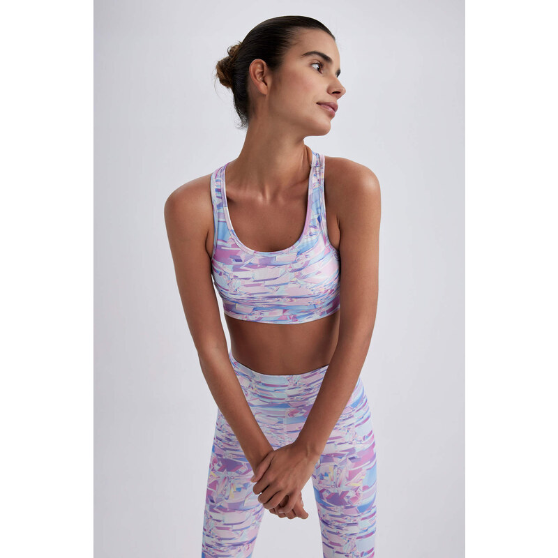 Defacto Fit Crew Neck Patterned Sports Bra