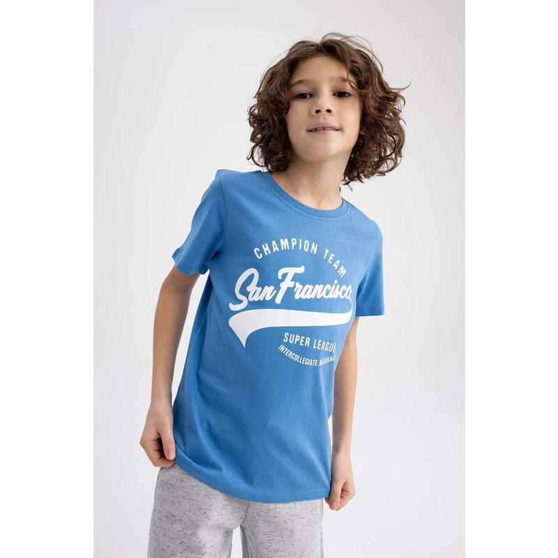 DEFACTO Boy Regular Fit Crew Neck Printed Short Sleeve T-Shirt