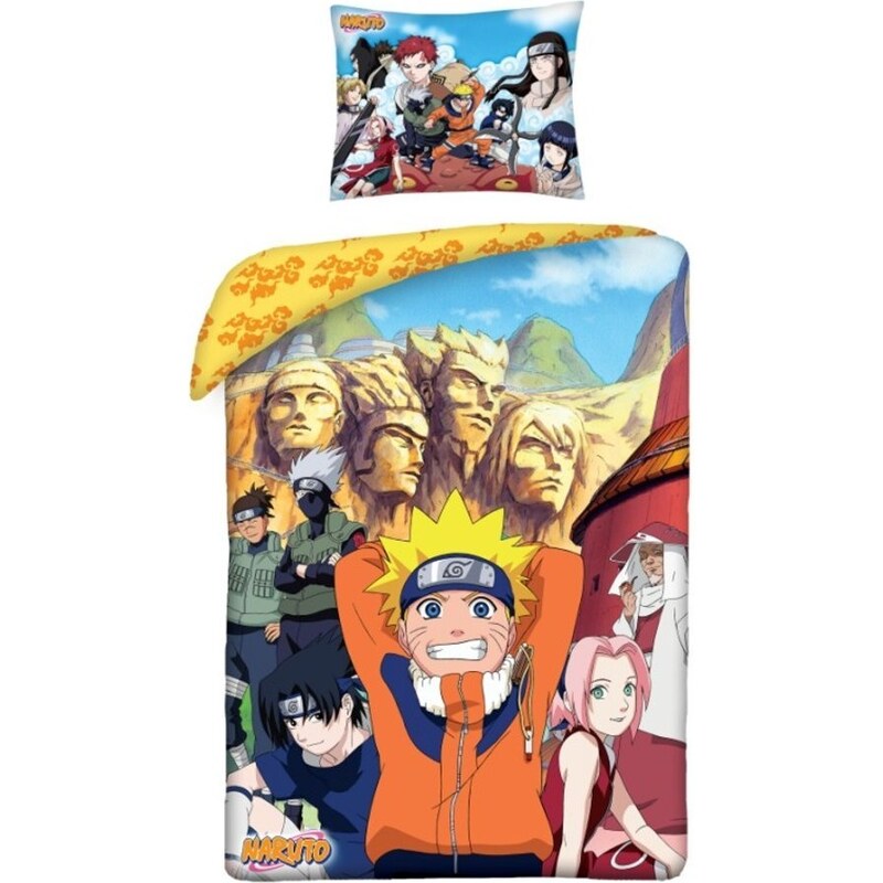Halantex Bavlněné ložní povlečení Naruto - motiv The Hidden Leaf Village - 100% bavlna - 70 x 90 cm + 140 x 200 cm