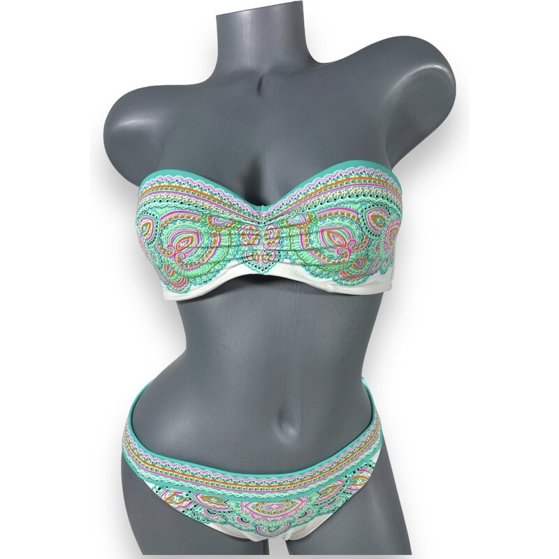 Victoria's Secret Plavky White Bandeau Paisley set