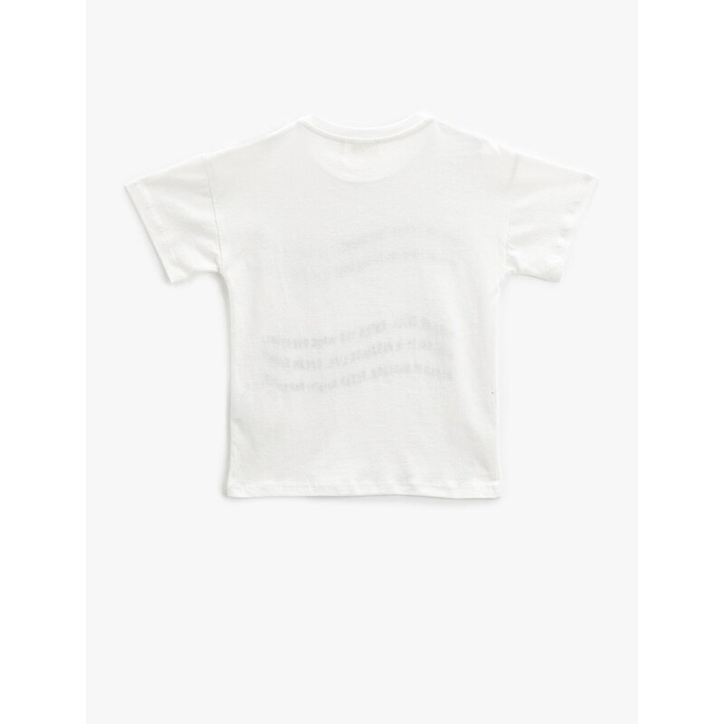 Koton Printed T-Shirt, Short Sleeves, Crew Neck With Pockets.