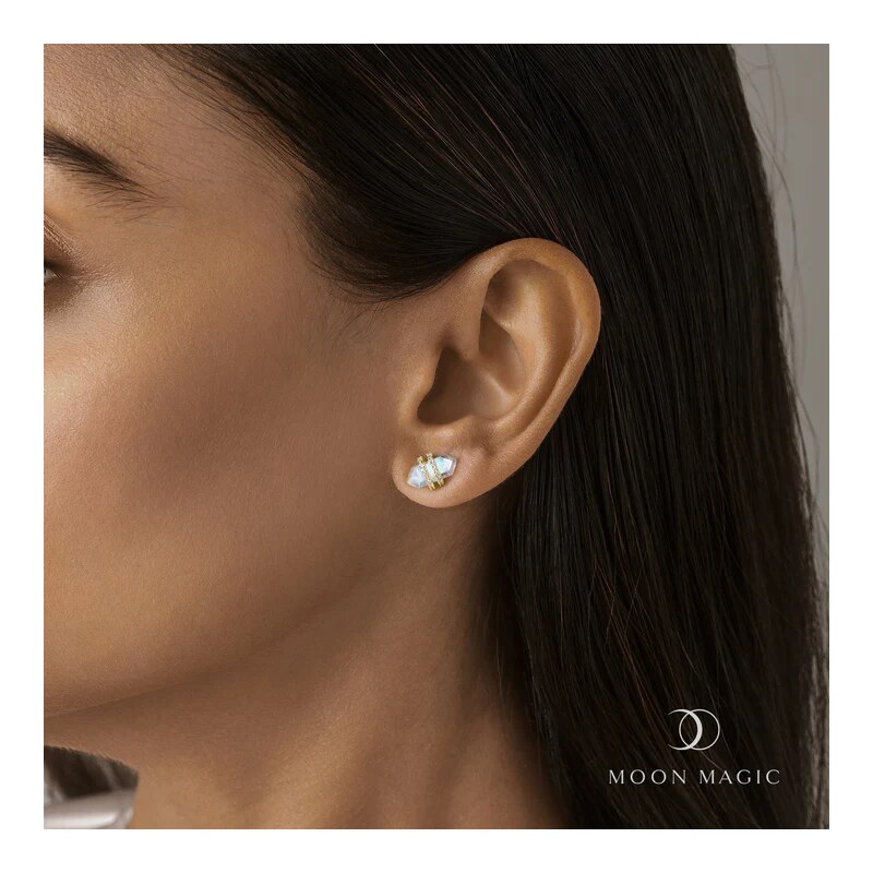ELENYS Royal Fashion stříbrné náušnice MOON-ED-05-TOPAZ