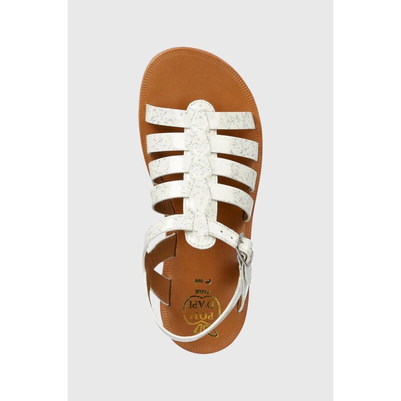 Dětské kožené sandály Pom D'api bílá barva