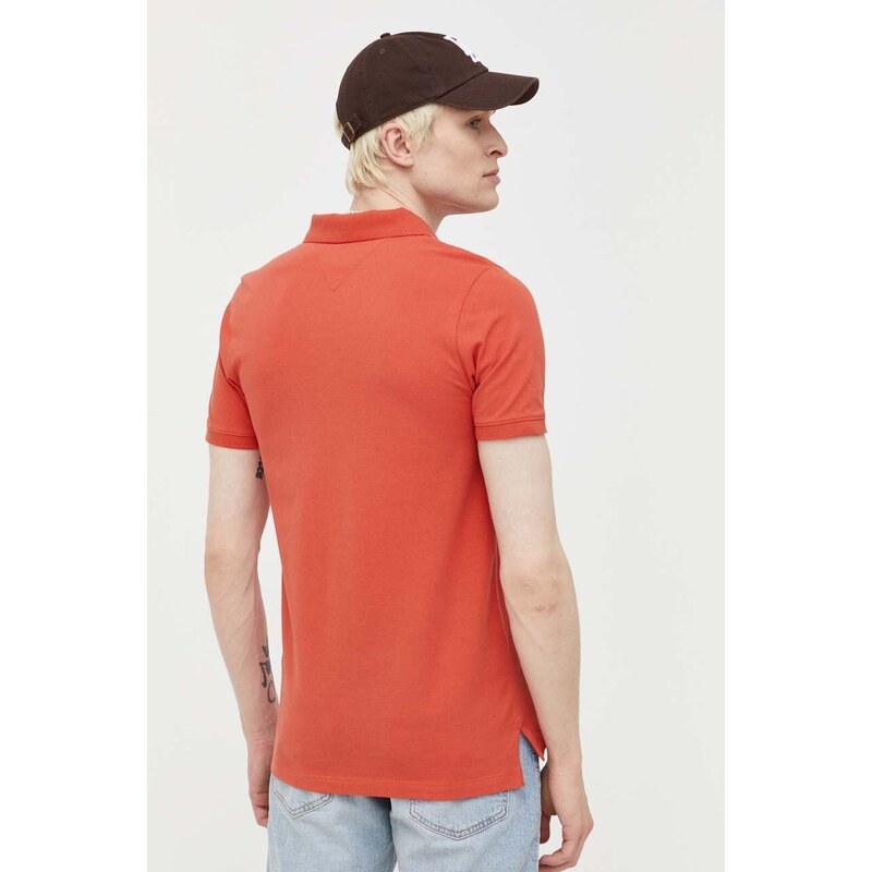 Bavlněné polo tričko Tommy Jeans oranžová barva