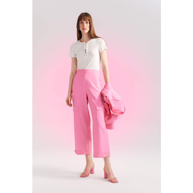 DEFACTO Straight Fit Cargo Crepe Trousers