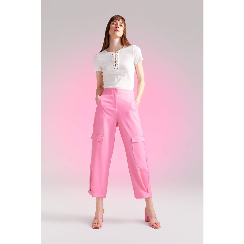 DEFACTO Straight Fit Cargo Crepe Trousers