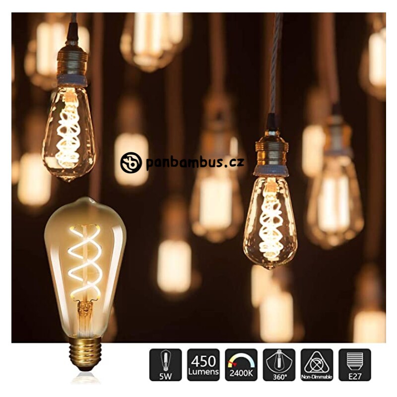 LED žárovka Antique LED Bulb Spiral 5W začouzená