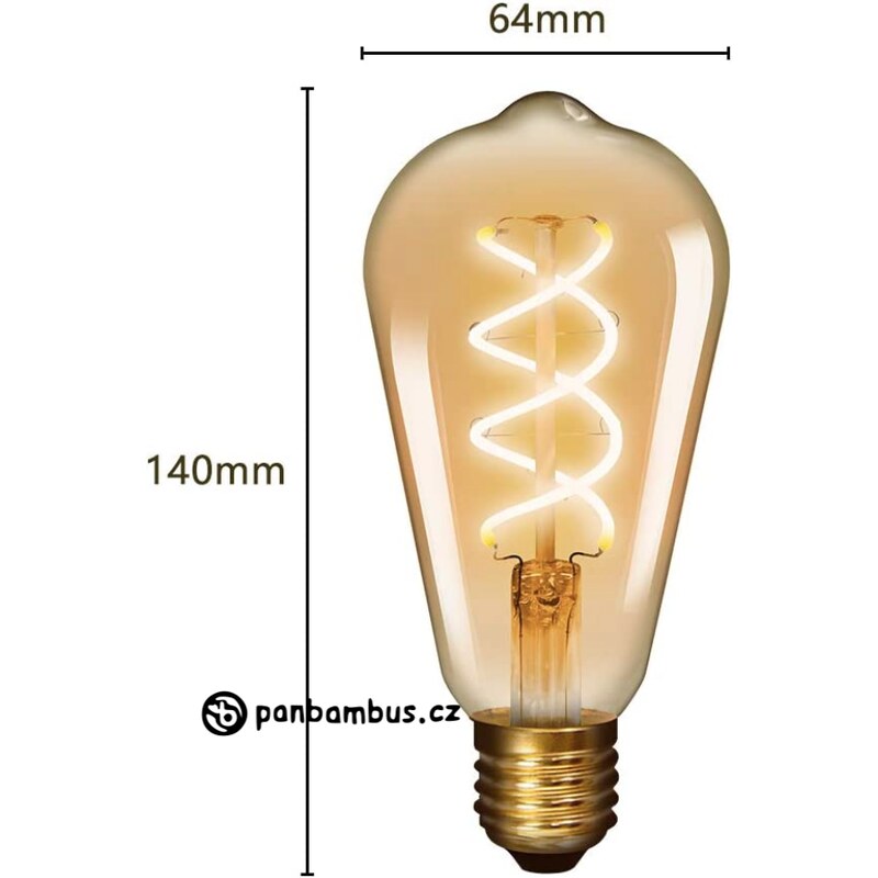 LED žárovka Antique LED Bulb Spiral 5W začouzená