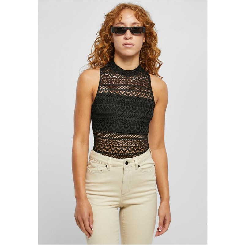 Černé dámské body Urban Classics Crochet