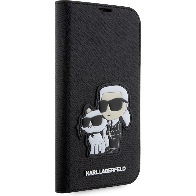 Ochranné pouzdro pro iPhone 14 Pro - Karl Lagerfeld, Saffiano Karl and Choupette NFT Book Black