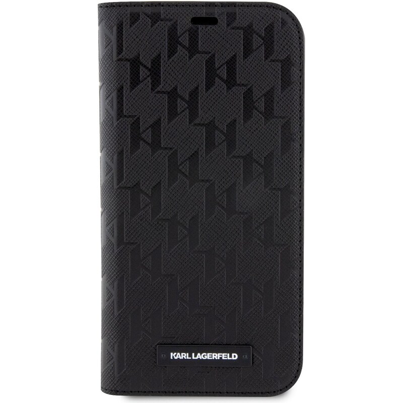 Ochranné pouzdro pro iPhone 12 / 12 Pro - Karl Lagerfeld, Saffiano Monogram Book Black