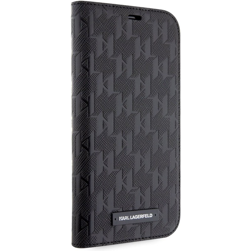 Ochranné pouzdro pro iPhone 12 / 12 Pro - Karl Lagerfeld, Saffiano Monogram Book Black