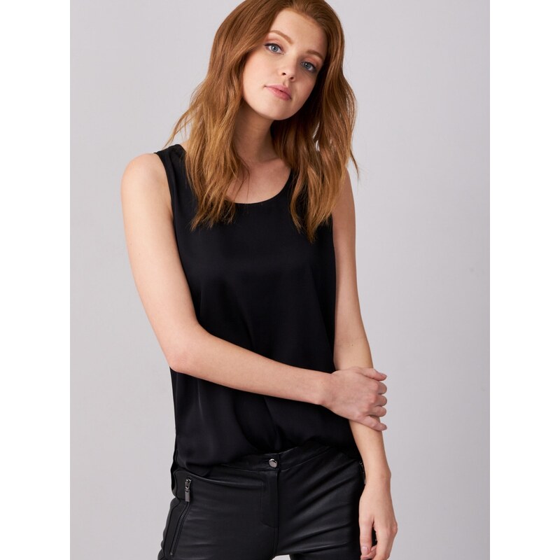 hedvábný top Repeat - Timeless basics black