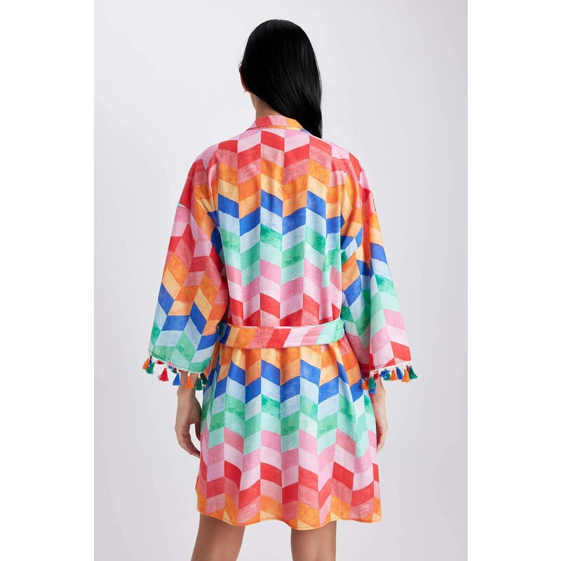 DEFACTO Fall in Love Regular Fit Patterned Cotton Kimono