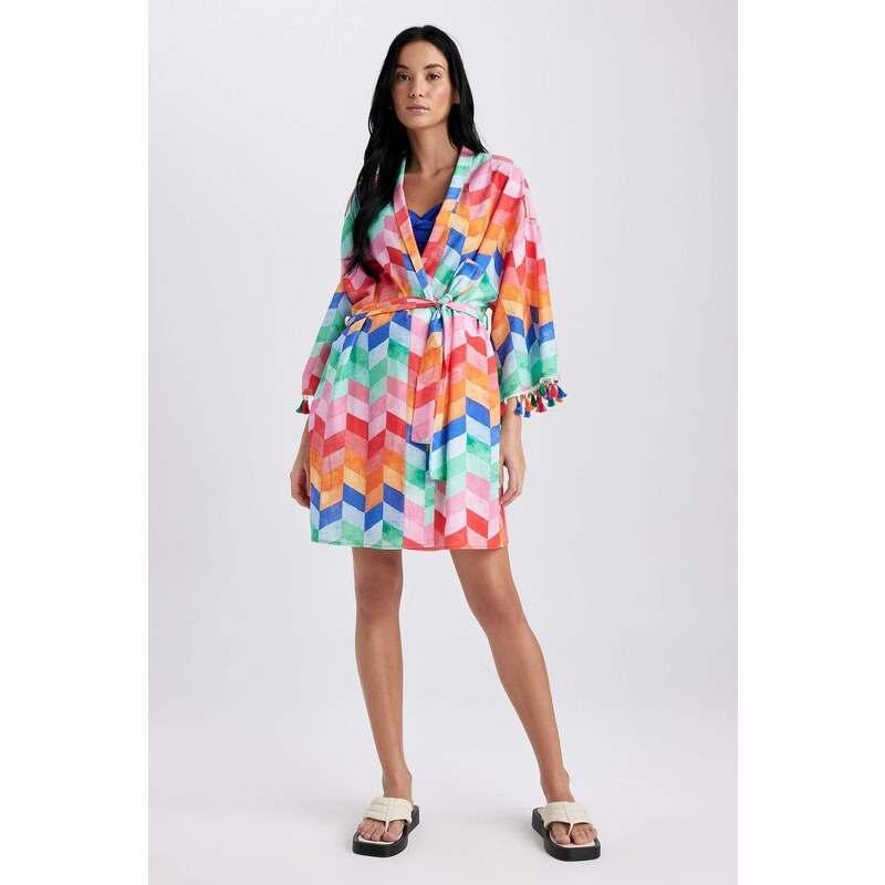 DEFACTO Fall in Love Regular Fit Patterned Cotton Kimono