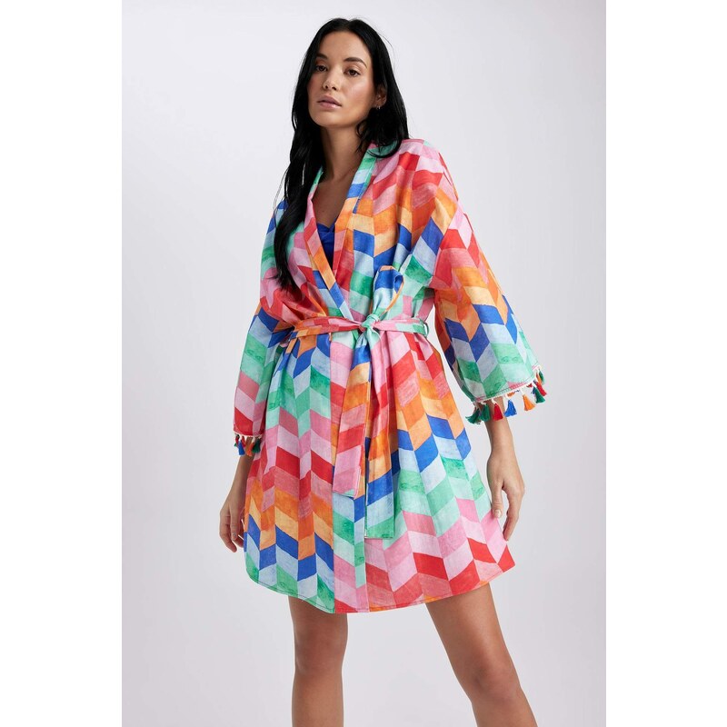 DEFACTO Fall in Love Regular Fit Patterned Cotton Kimono