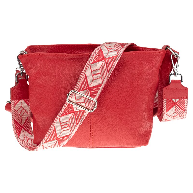 Červená kožená italská crossbody kabelka Batilda Rosso s
