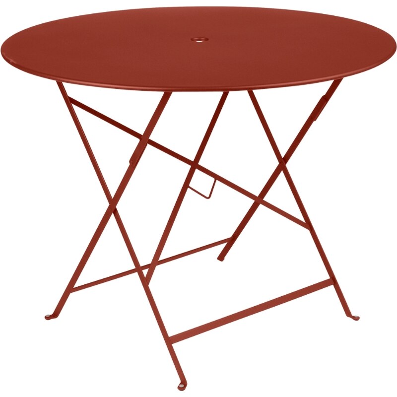 Zemitě červený kovový skládací stůl Fermob Bistro Ø 96 cm
