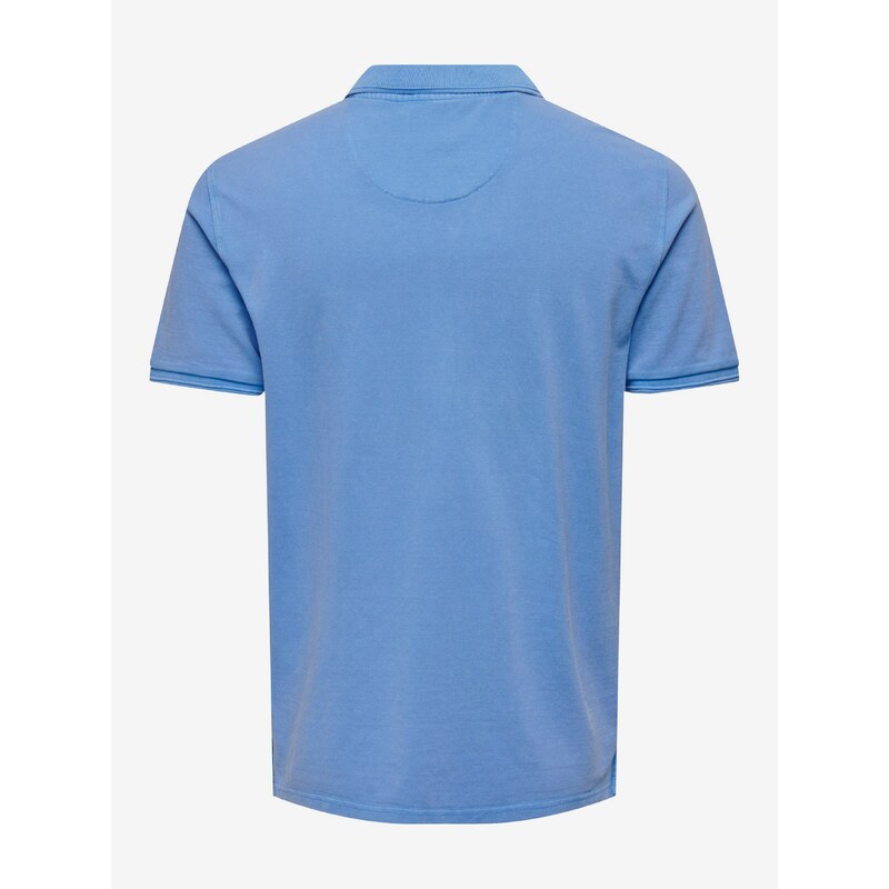 Modré pánské basic polo tričko ONLY & SONS Travis - Pánské