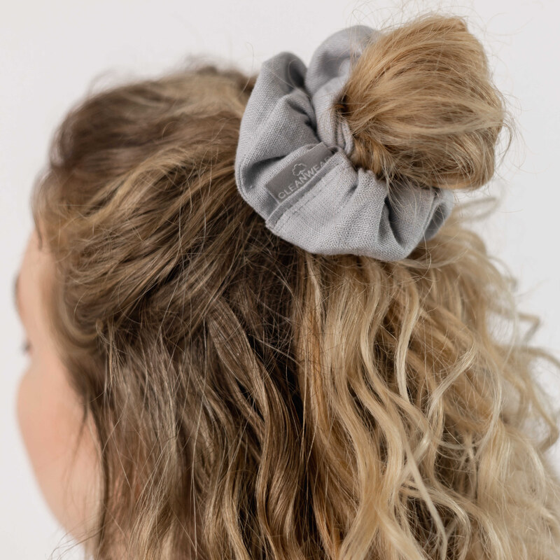 CLEANWEAR Dámská lněná scrunchies gumička do vlastů - ŠEDÁ