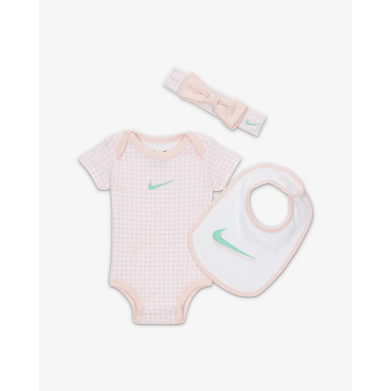 Nike pic-nike headband, bodysuit & bib 3-piece set PINK