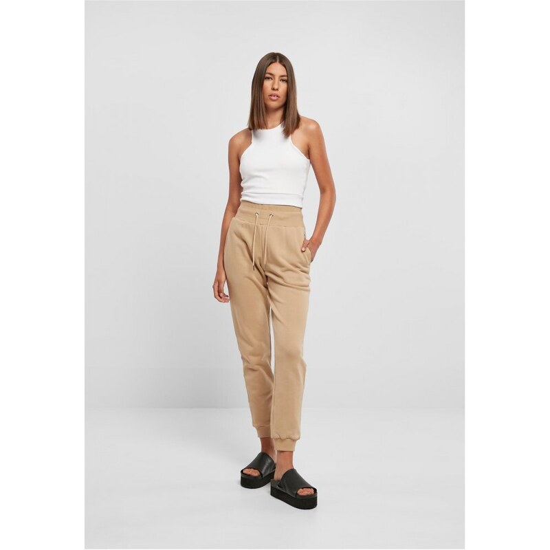 Dámské tepláky Urban Classics Ladies Organic High Waist Sweat Pants - béžové