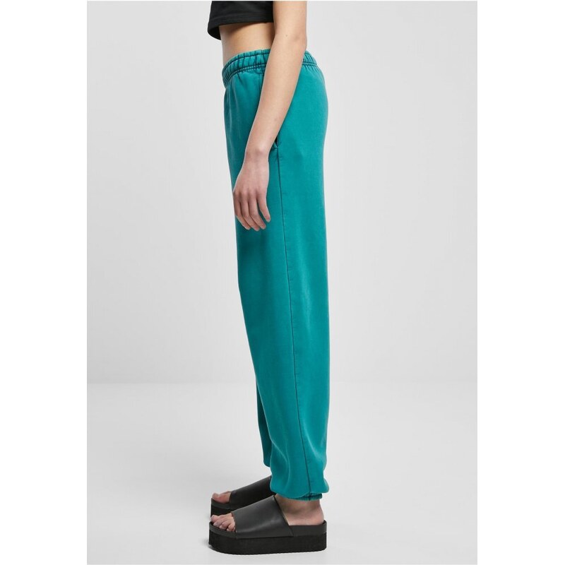 Dámské tepláky Urban Classics Ladies High Waist Stone Washed - zelené